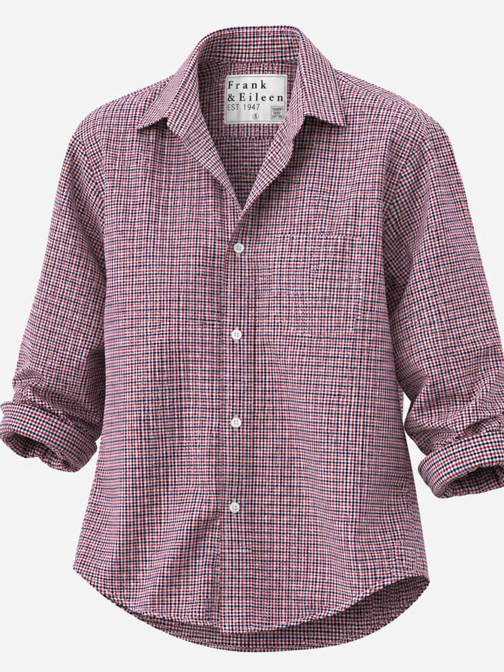Frank & Eileen “Barry” Red and Blue gingham Checkered woman’s Shirt SMALL EUC
